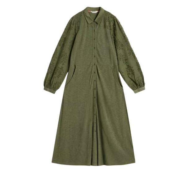 WHITE STUFF Rua Embroidered Dress in Dusty Green Size 12 New with Tag MSRP $144 - Picture 8 of 11